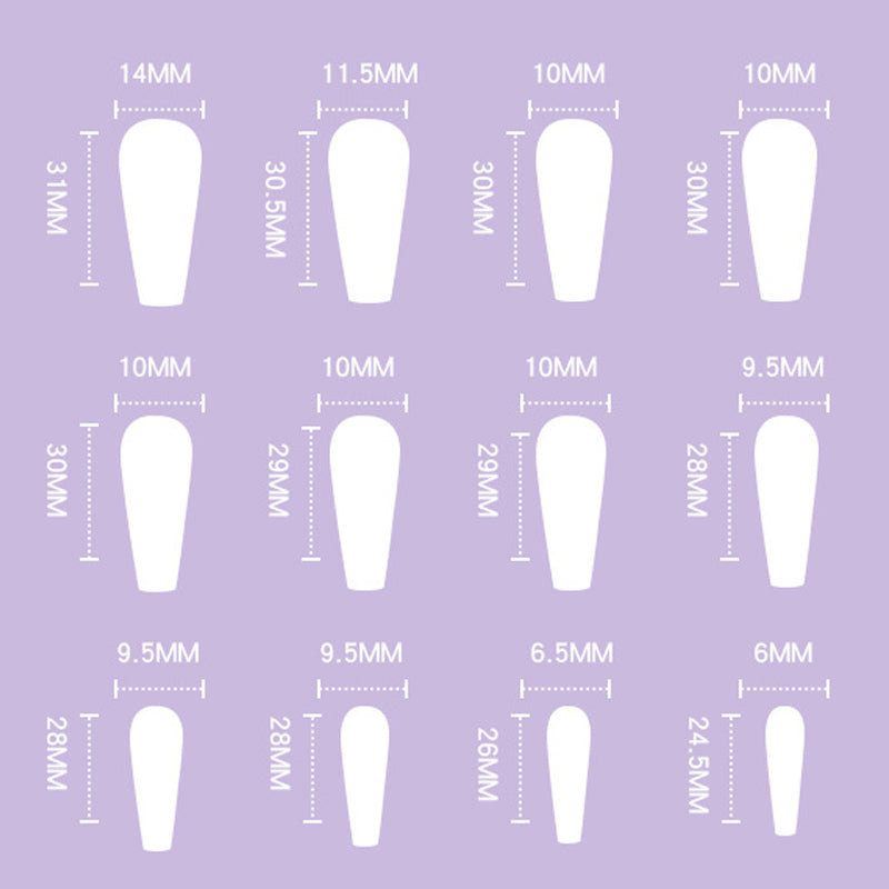Press-on nails sizes