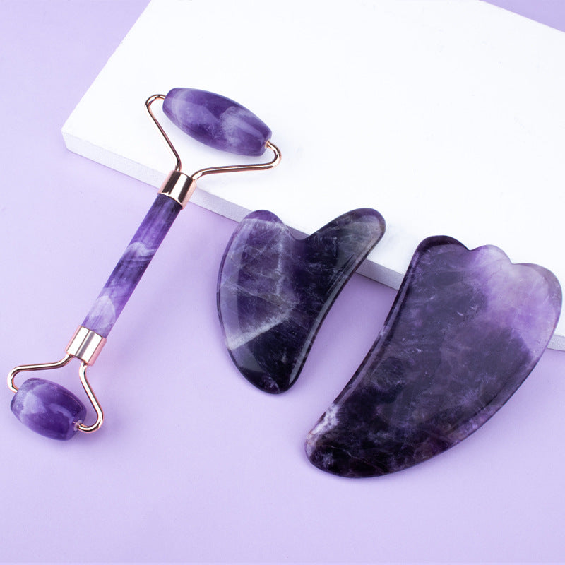 Amethyst gua sha and facial roller set