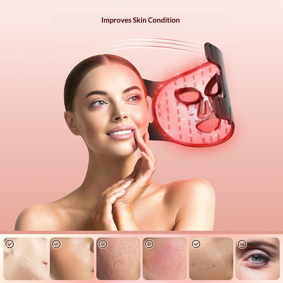 Silicone LED face mask worn