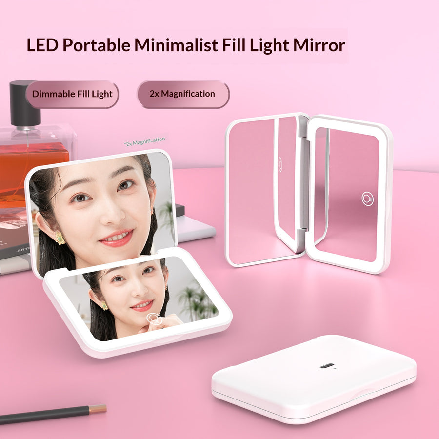 LED travel makeup mirror