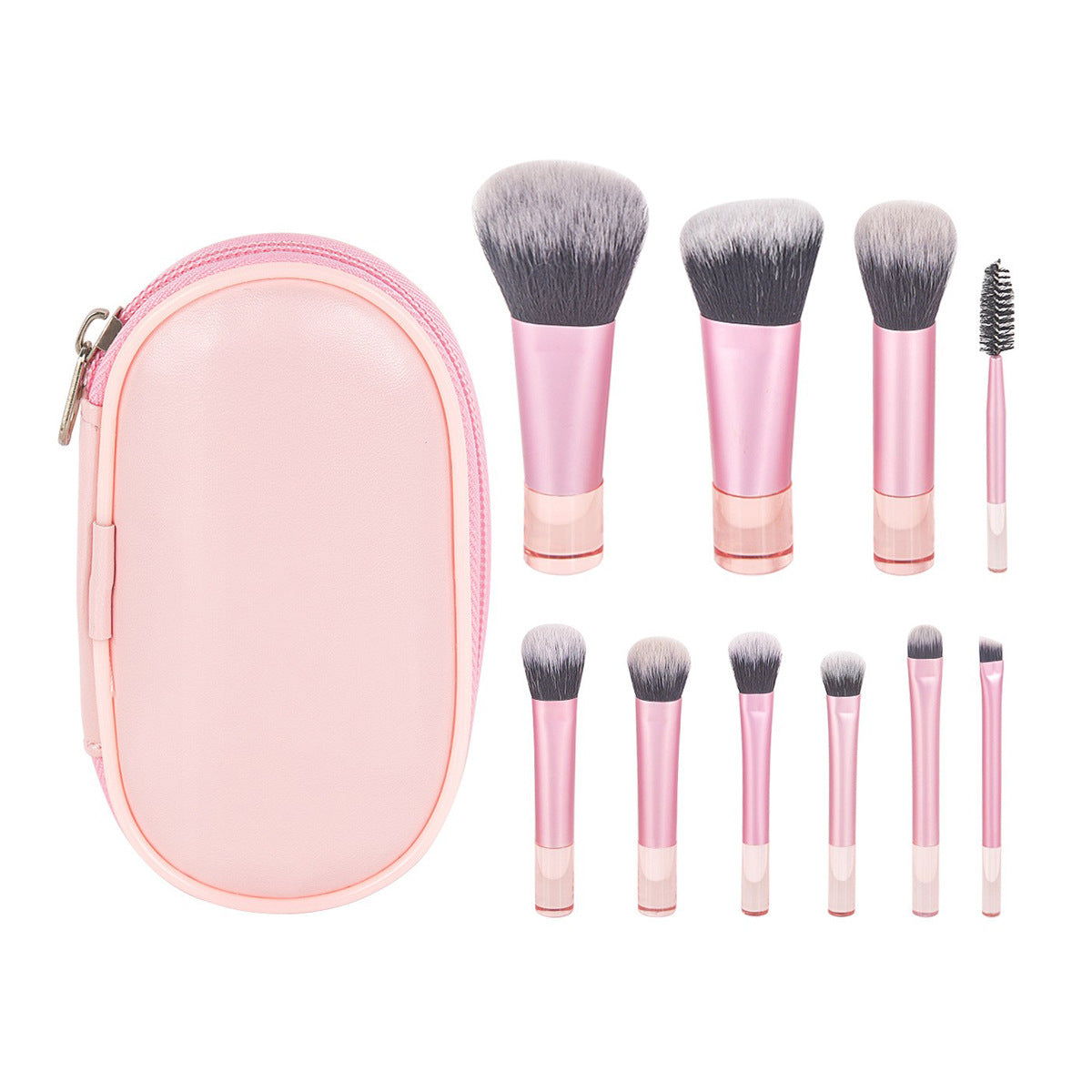 Makeup brush set in bag